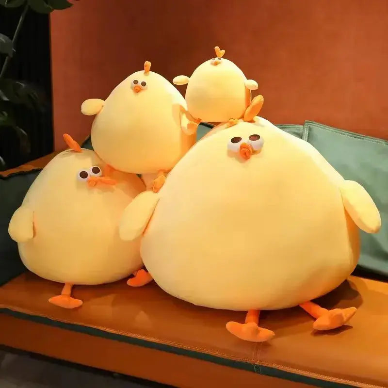 Coussin peluche poule dodue, jaune