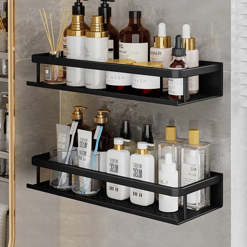 Étagère de douche noire en aluminium