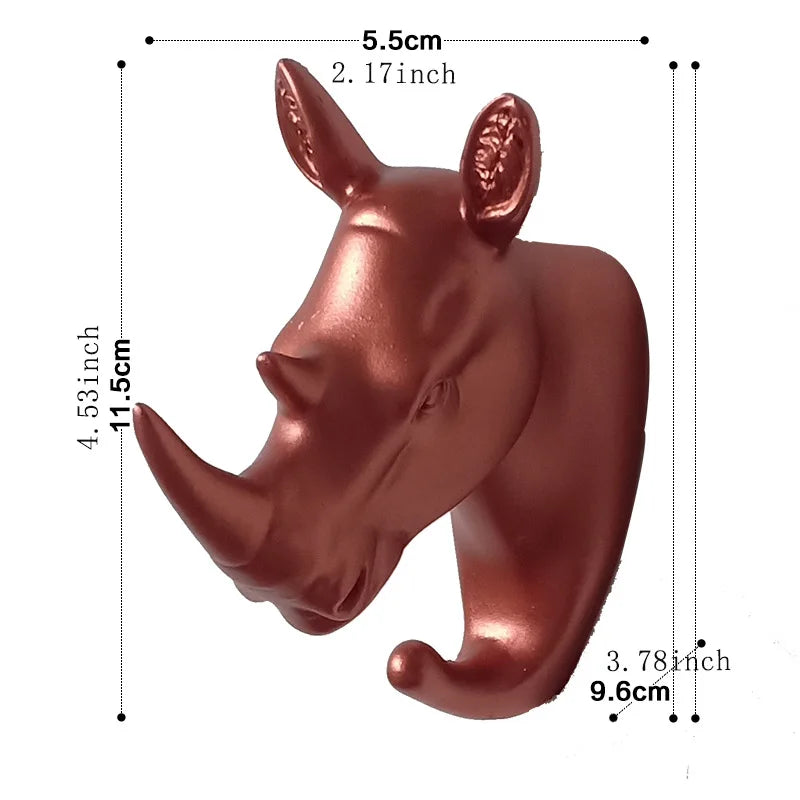 3D Animal Head Wall Hook in Polyresin