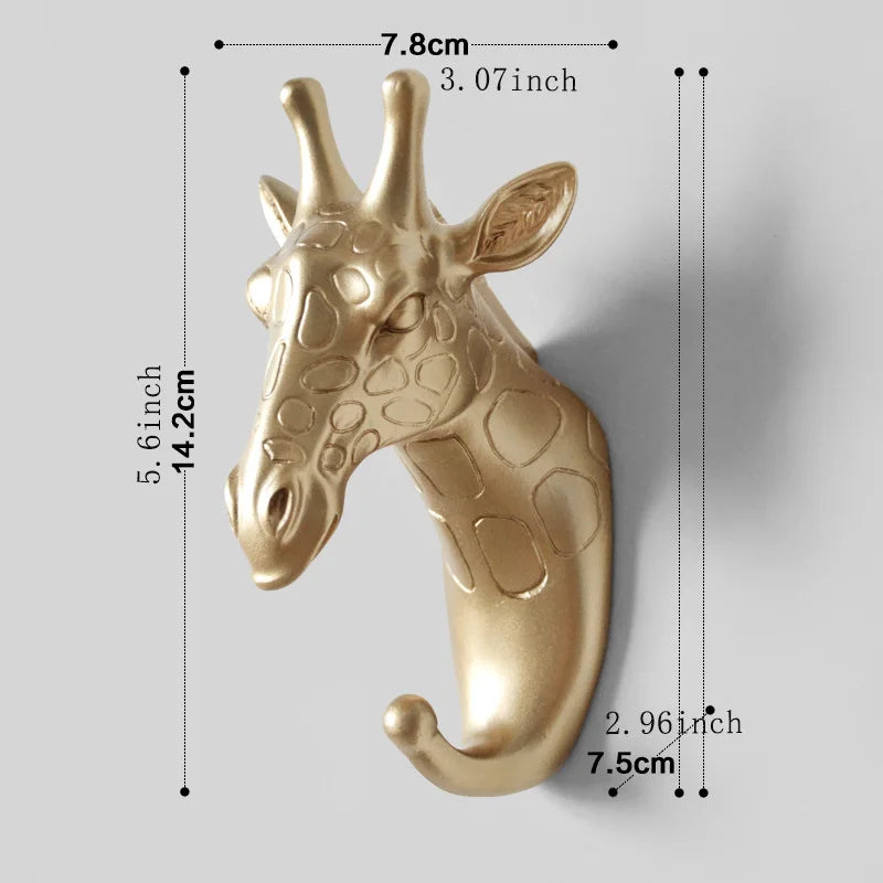 3D Animal Head Wall Hook in Polyresin
