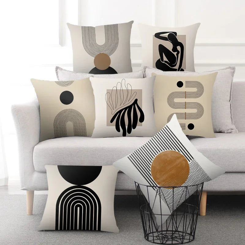 Aurum - Housse de Coussin Abstraite Noir et Blanc