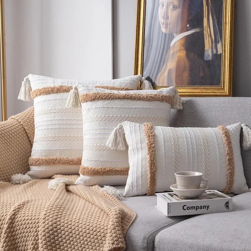 Lumière - Housse de Coussin Capitonnée Élégante