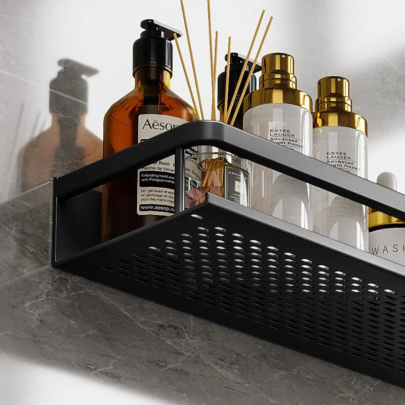 Étagère de douche noire en aluminium