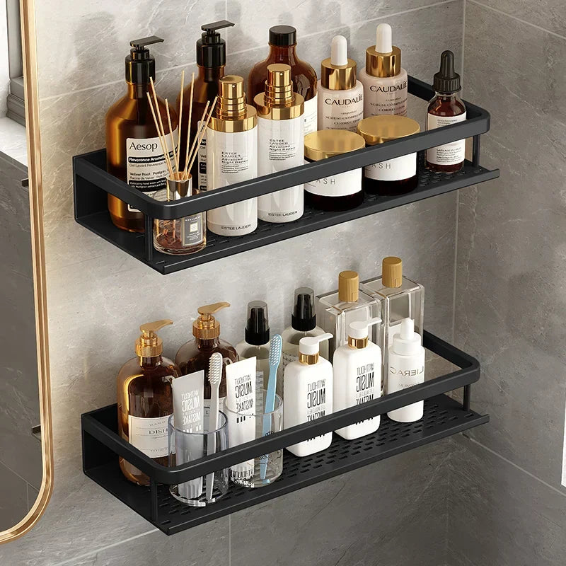 Étagère de douche noire en aluminium