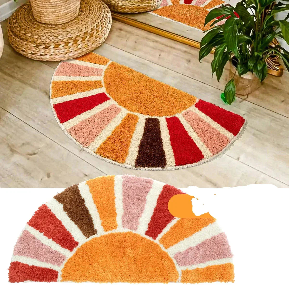 RadiantBloom - Tapis Demi-Lune Motif Tournesol