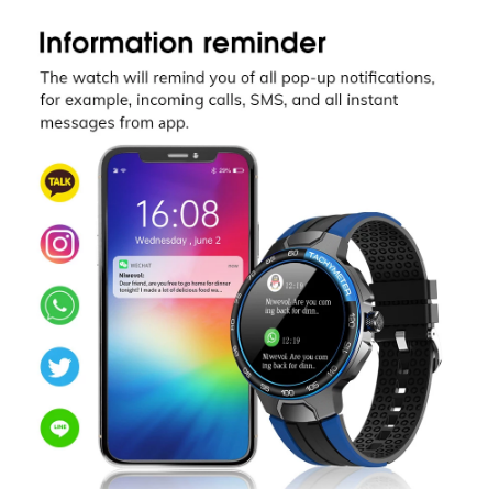 Montre connectée sport ronde IP68 en alliage de zinc