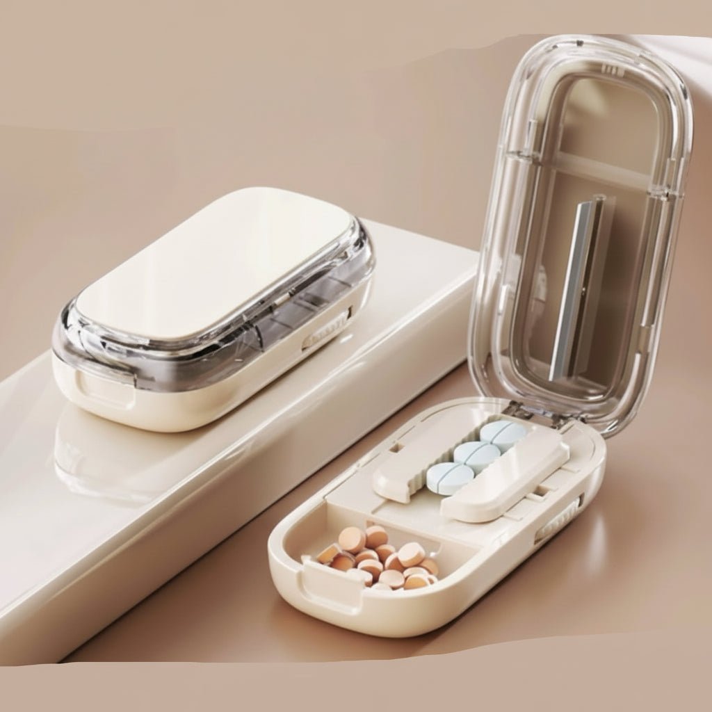 Pillslice Coupe-Comprimés Sécurisé avec Boîte de Rangement