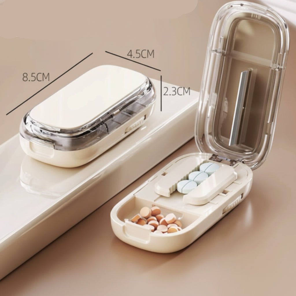 Pillslice Coupe-Comprimés Sécurisé avec Boîte de Rangement