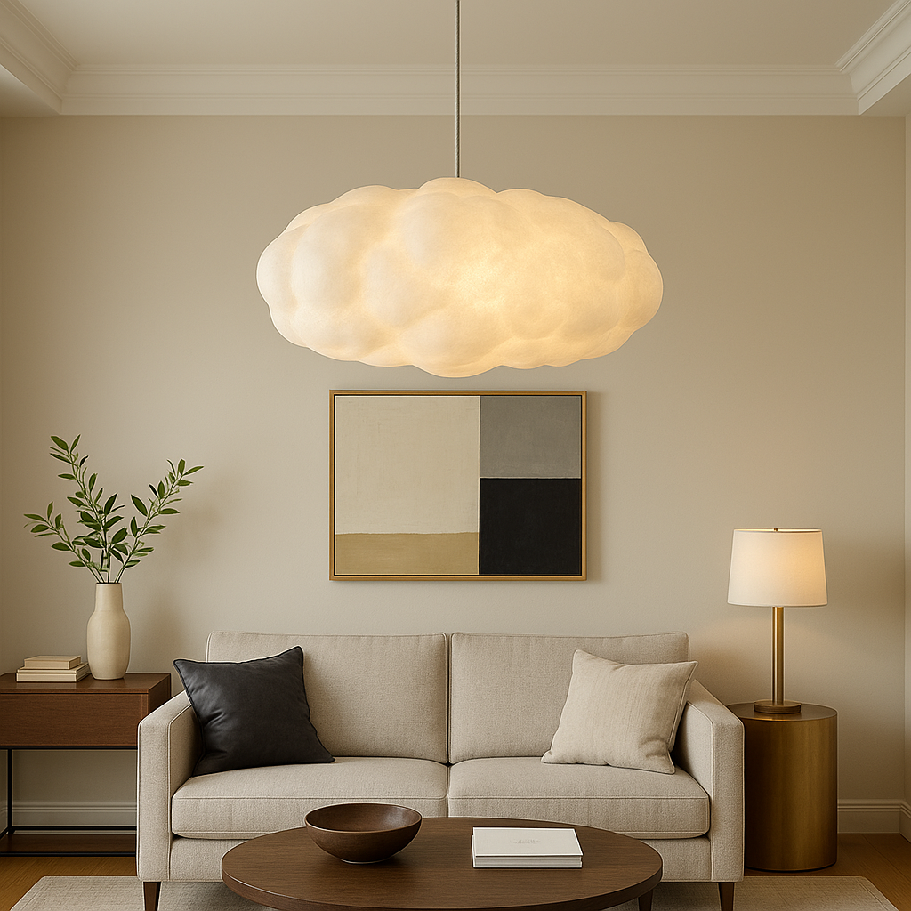 Sculptural PVC Pendant Light - Adjustable White Design 1
