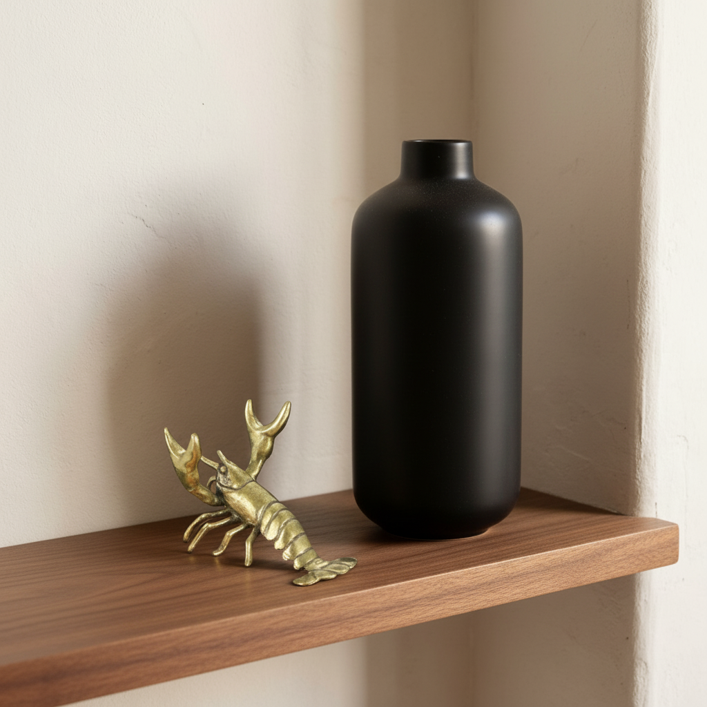 Sculpture Écrevisse en Laiton Massif | Élégance Minimaliste pour un Décor Sophistiqué 0