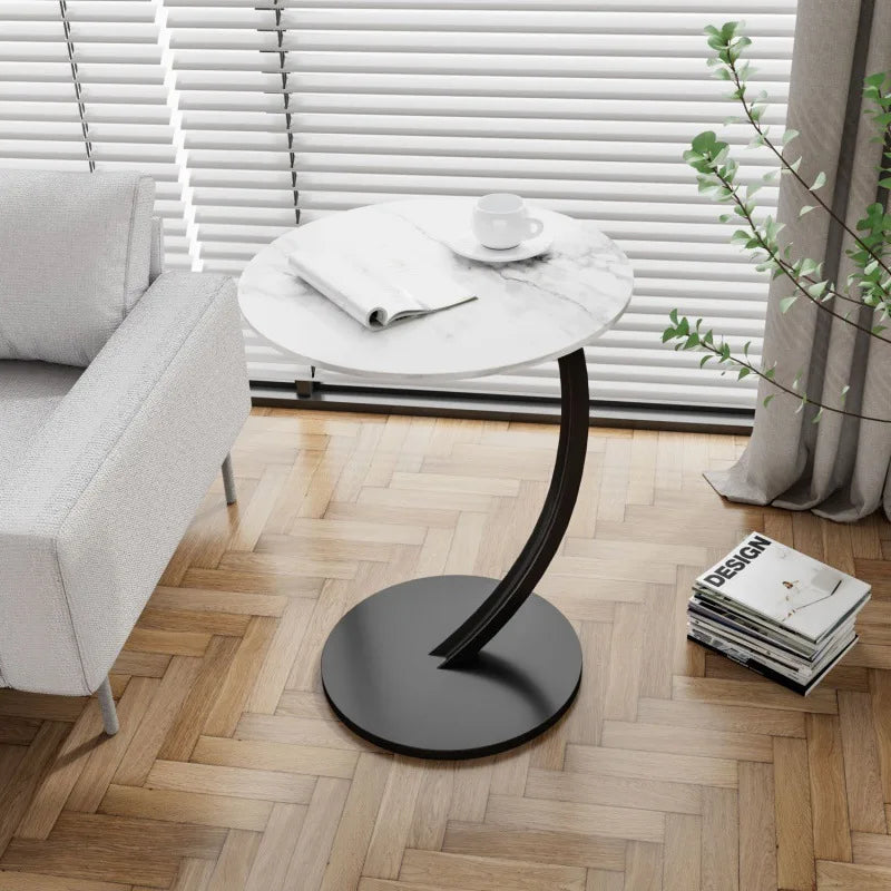 Table d'Appoint Ronde en Bois et Acier