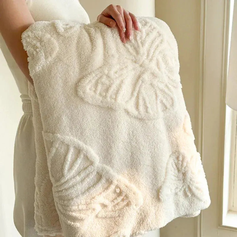 Coral Fleece Flannel Blanket, Plain White