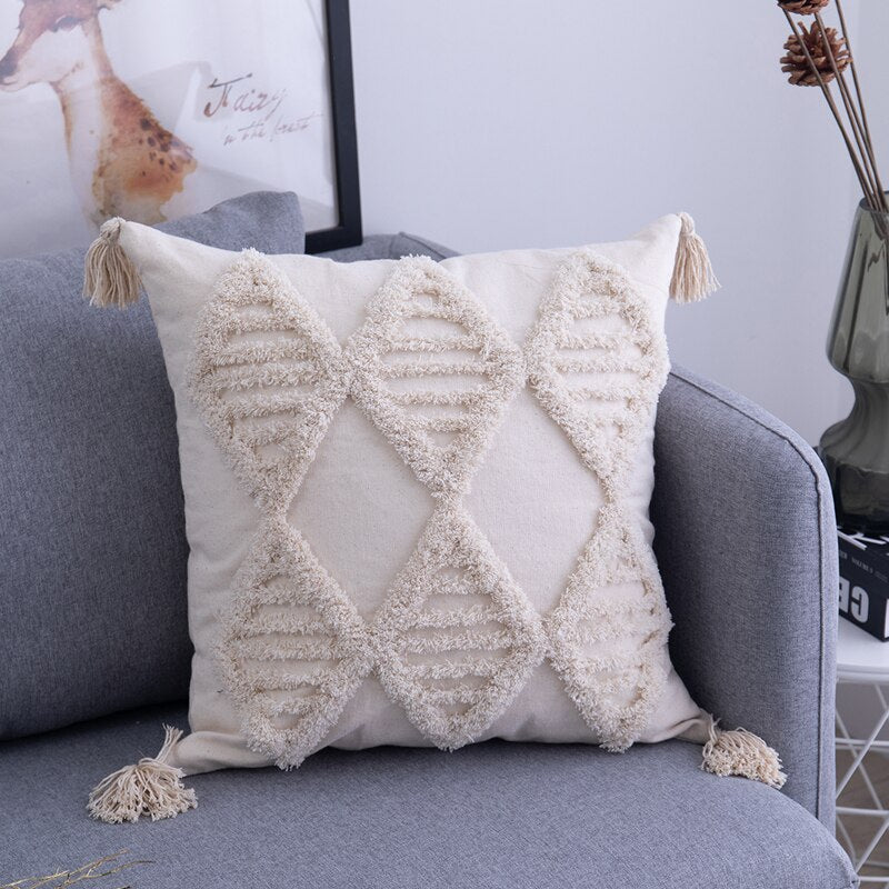 BohoVibes - Housses de Coussin Boho à Pompons