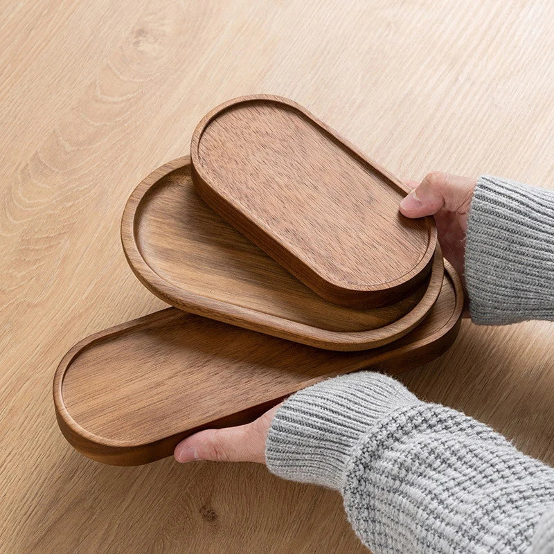 Handmade Solid Wood Tray, Round or Square