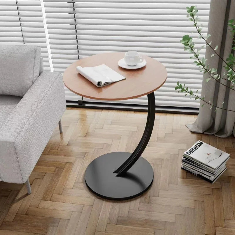 Table d'Appoint Ronde en Bois et Acier