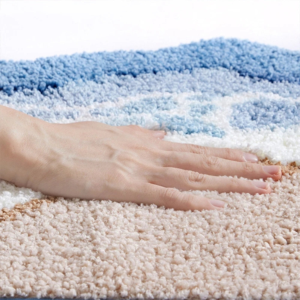 Tapis de bain microfibre, motif bord de mer