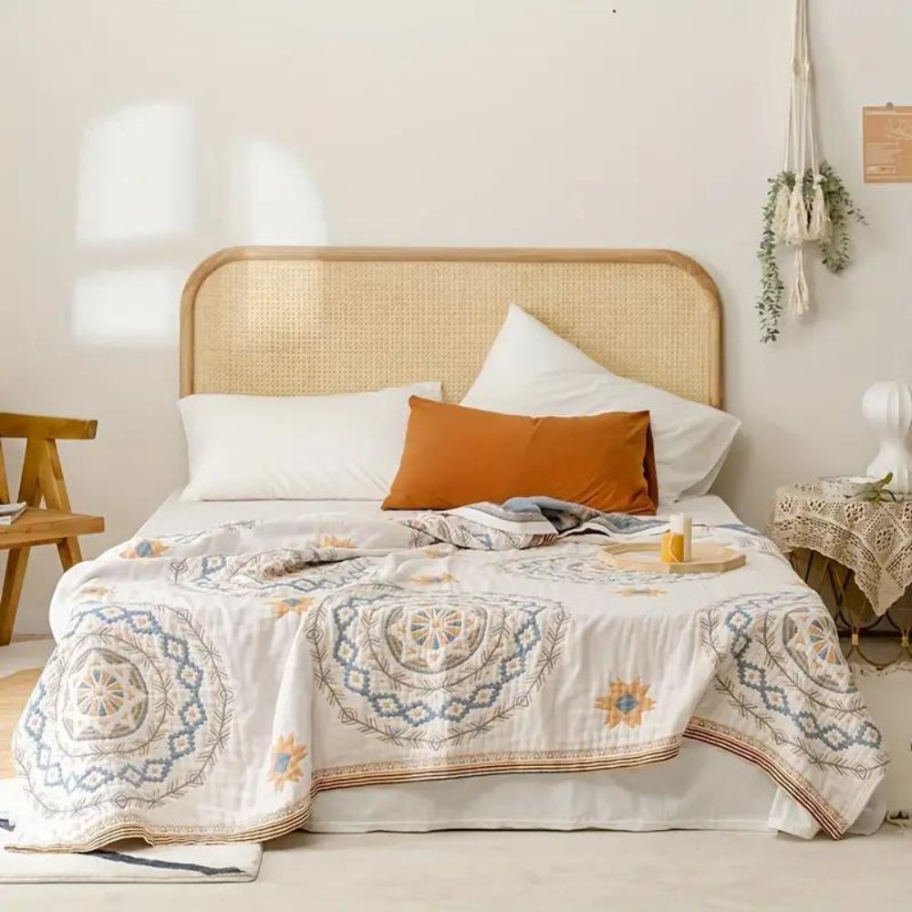 Plaid Mandala Zen 100% Coton Motif Serein