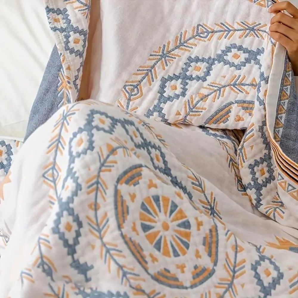 Plaid Mandala Zen 100% Coton Motif Serein
