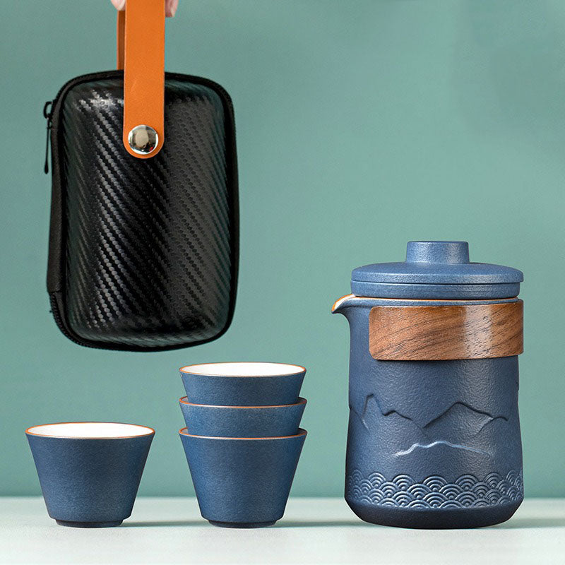 Service à Thé en Céramique Minimaliste | Ensemble Léger et Élégant pour Déguster le Thé en Voyage 0
