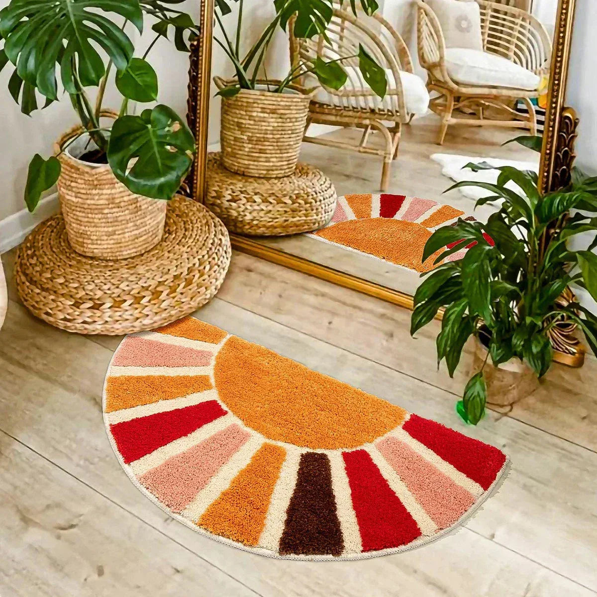 RadiantBloom - Tapis Demi-Lune Motif Tournesol