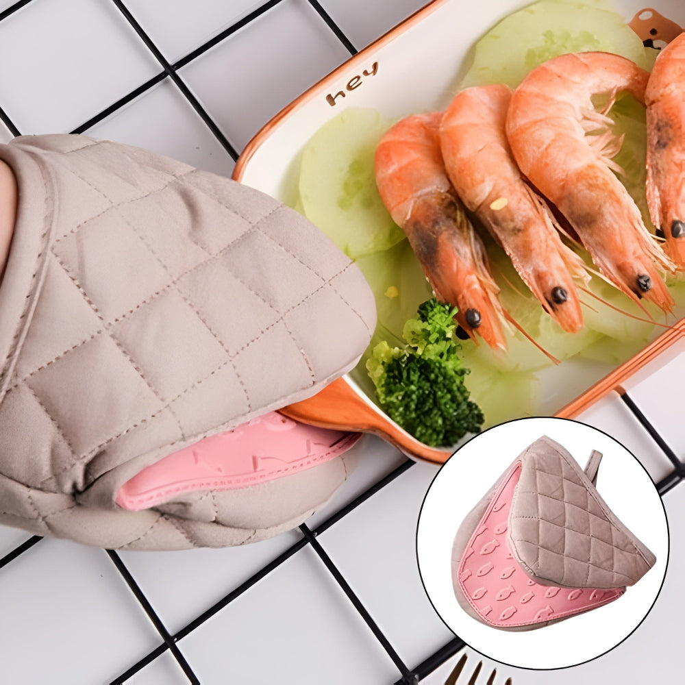 Quilted Silicone Oven Mitt with Cotton Lining