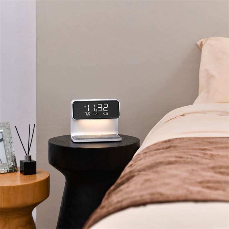 3-in-1 Bedside Lamp with LCD Alarm Clock and Charger