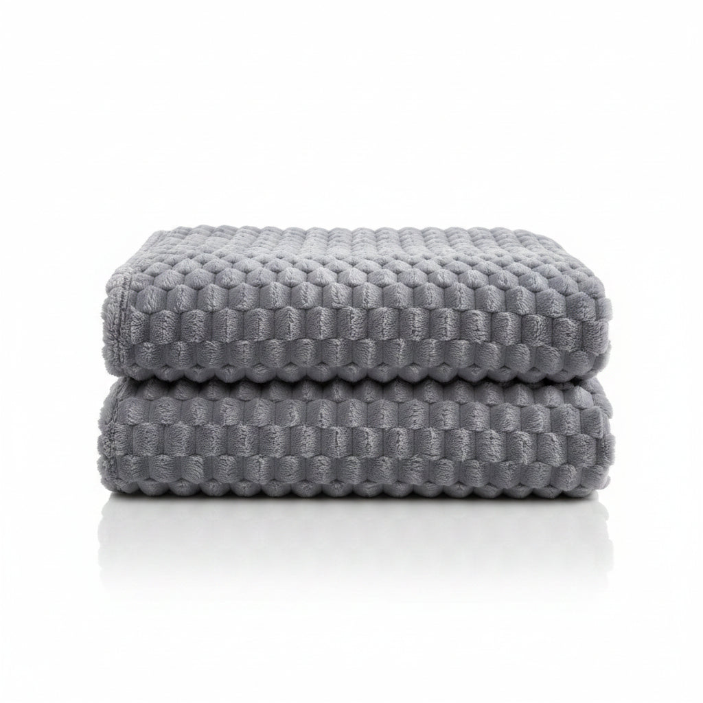 Soft Velvet Fleece Throw Blanket - Textured Platinum Grey 0