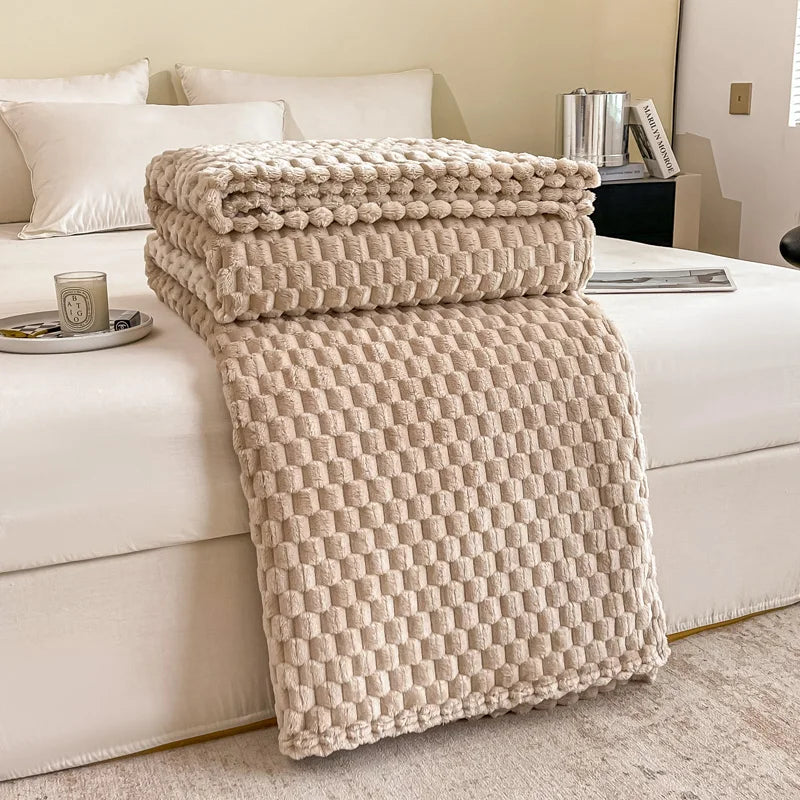 Soft Velvet Fleece Throw Blanket - Textured Platinum Grey 11