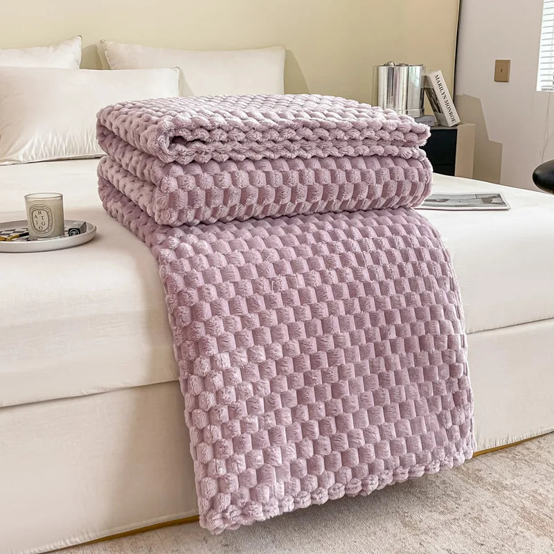 Soft Velvet Fleece Throw Blanket - Textured Platinum Grey 13