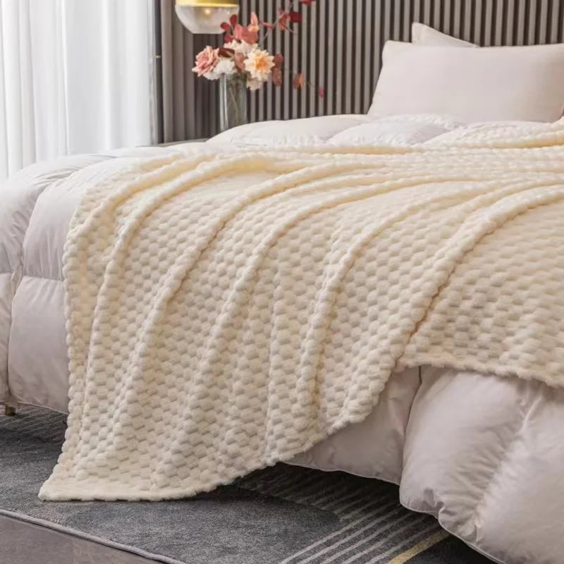 Soft Velvet Fleece Throw Blanket - Textured Platinum Grey 5