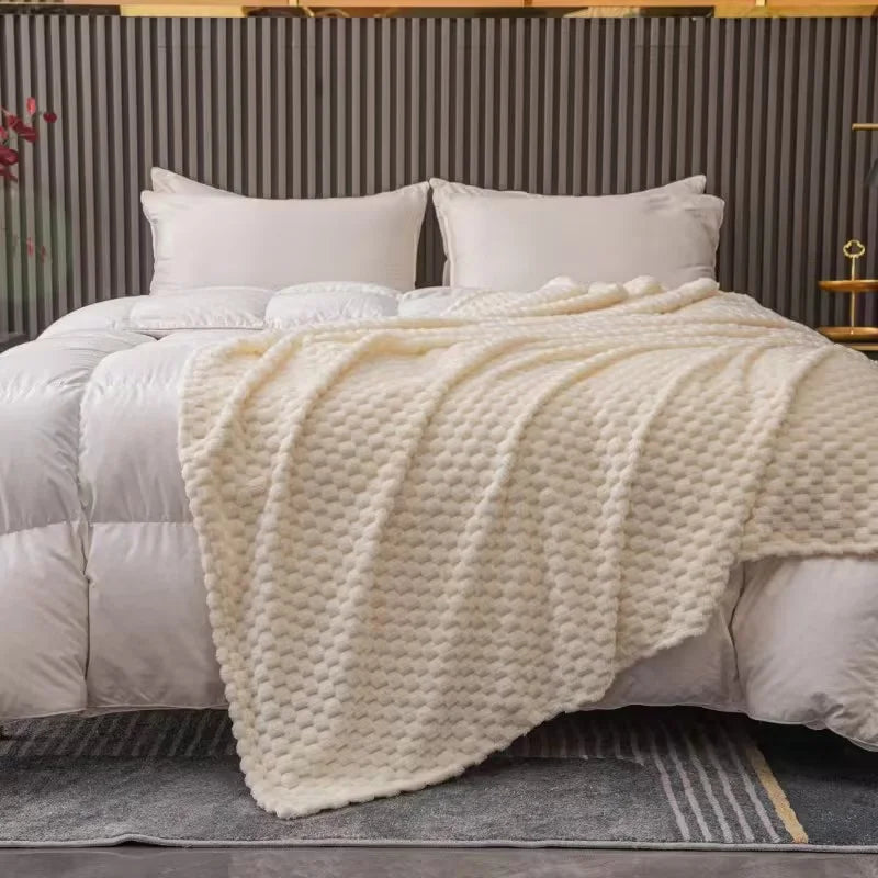 Soft Velvet Fleece Throw Blanket - Textured Platinum Grey 6