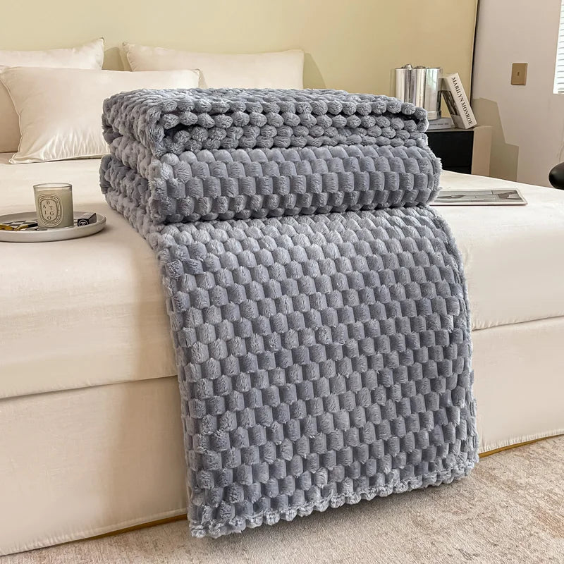 Soft Velvet Fleece Throw Blanket - Textured Platinum Grey 7