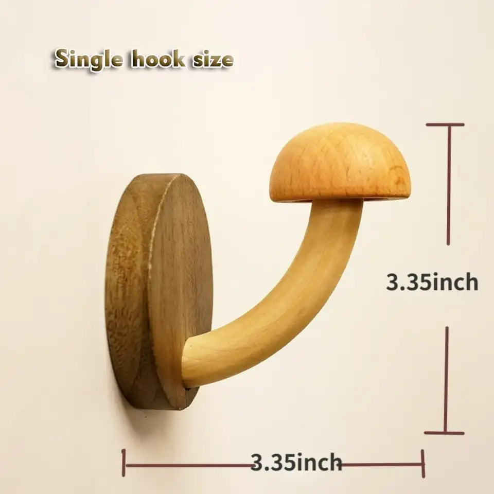 Solid Timber Mushroom Wall Hooks — Vibrant Colour Set 2