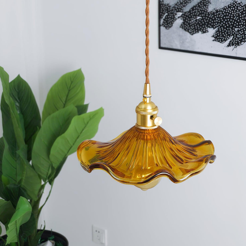 Suspension Élégante en Verre Fleuri – Design Hibiscus 1