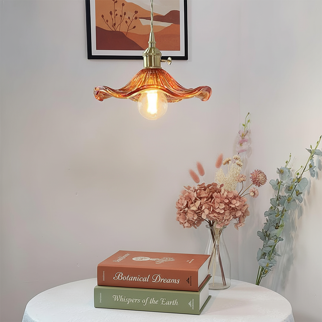 Suspension Élégante en Verre Fleuri – Design Hibiscus 8