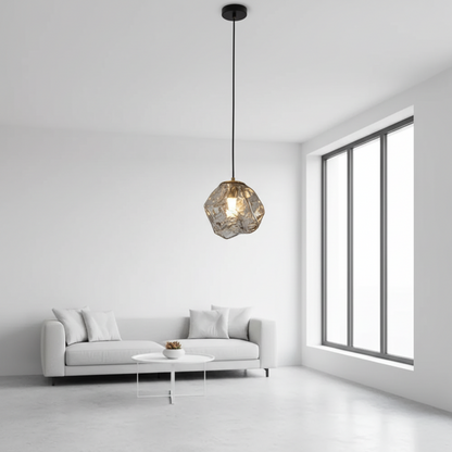 Suspension Élégante en Verre – Lumière Givrée et Moderne 1