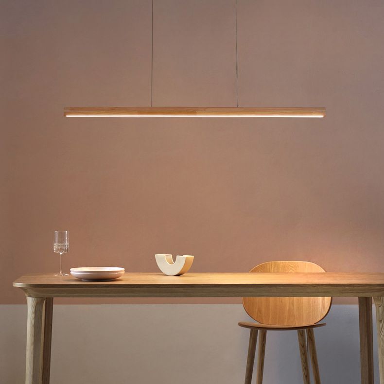 Suspension Linéaire en Bois et Métal | Éclairage Scandinave Élégant pour une Ambiance Chaleureuse 5