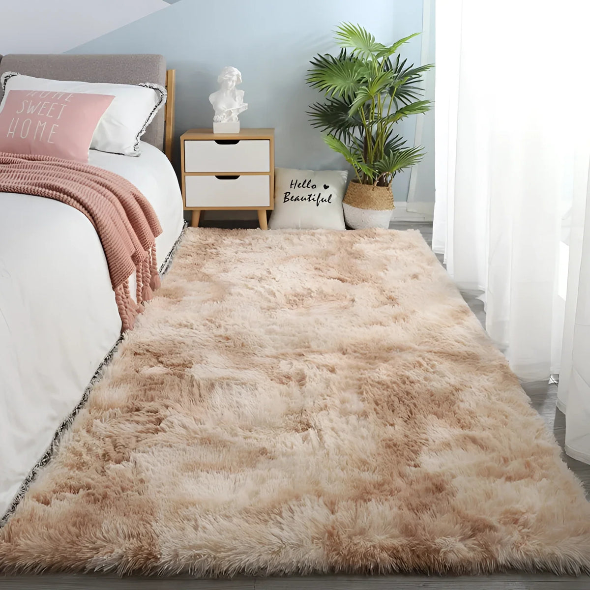 Soft Faux-Fur Shaggy Rug with Gradient Colour