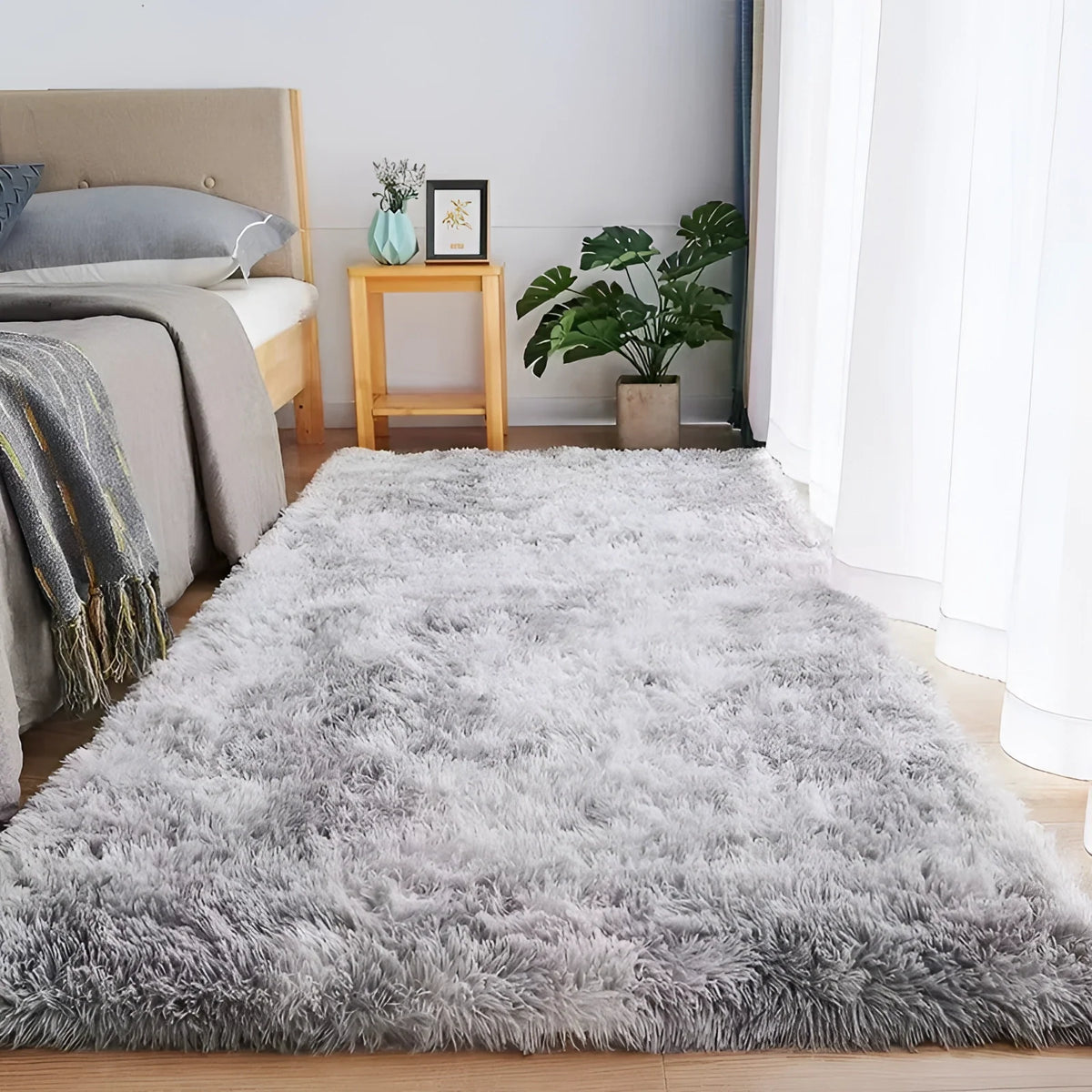 Soft Faux-Fur Shaggy Rug with Gradient Colour