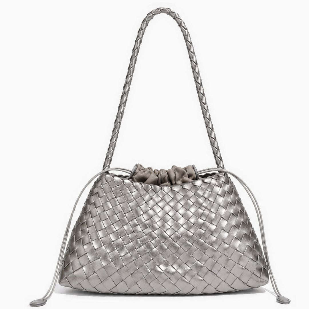 Sac porté épaule tressé à cordon coulissant