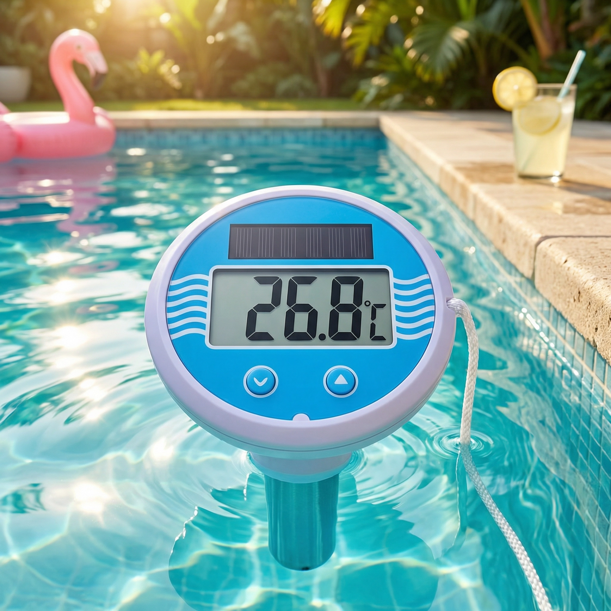 Thermomètre de Piscine Flottant Solaire avec Affichage Digital | Élégance et Précision pour une Expérience de Baignade Luxueuse 1