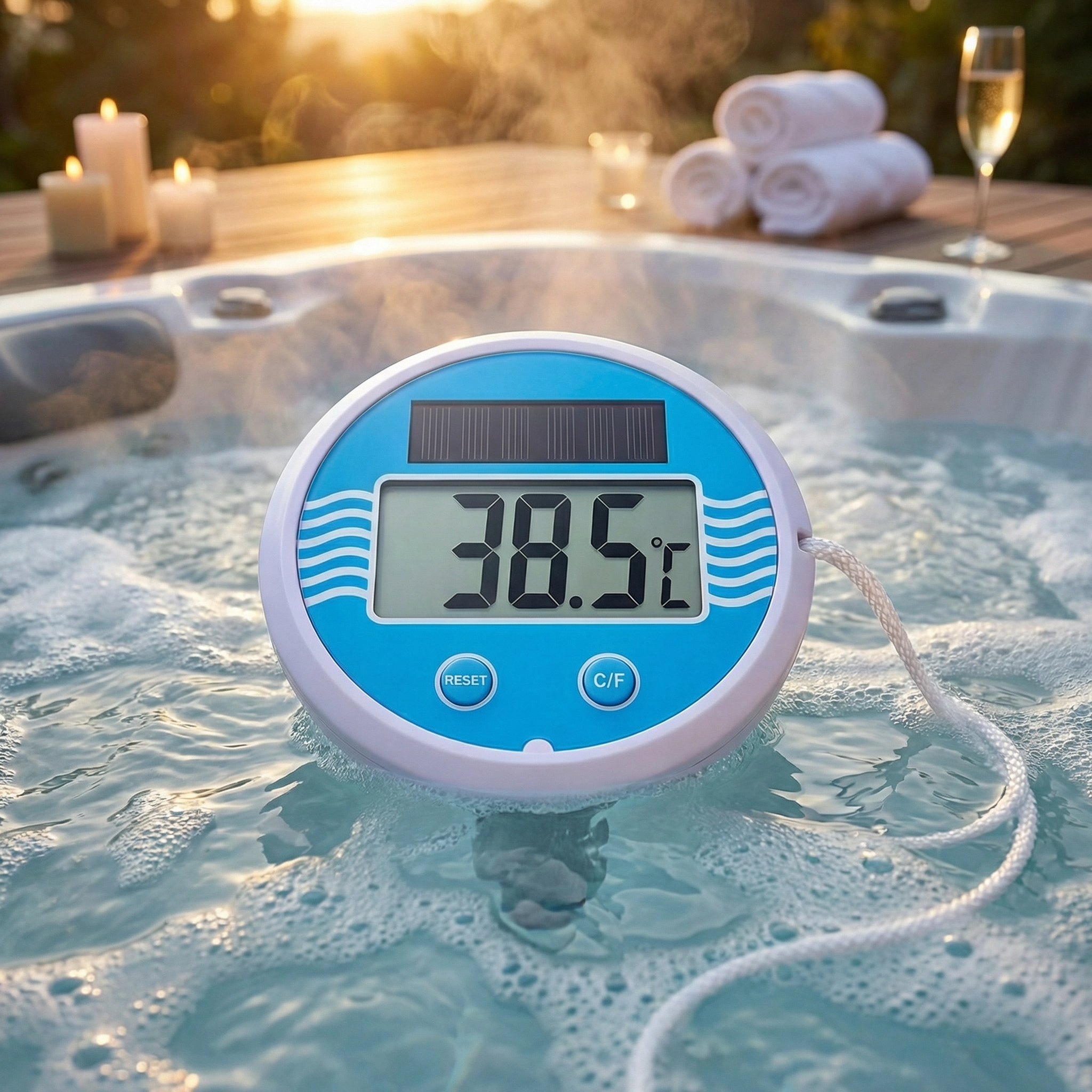Thermomètre de Piscine Flottant Solaire avec Affichage Digital | Élégance et Précision pour une Expérience de Baignade Luxueuse 3