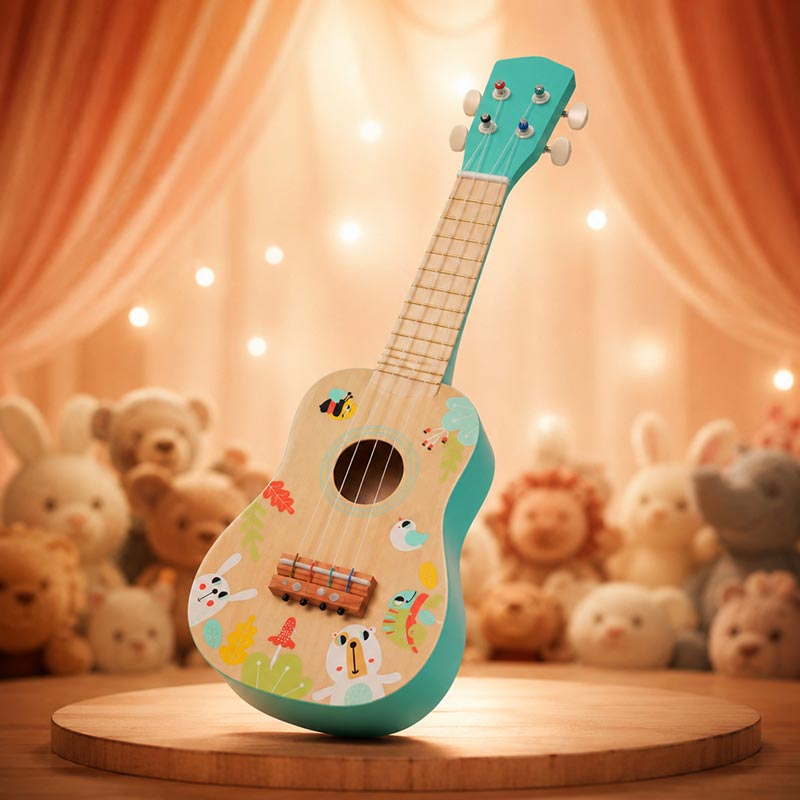 Ukulélé en bois pour enfant, cordé, dès 3 ans