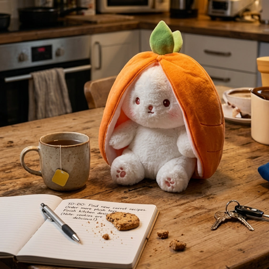 Peluche lapin cache-cache, carotte ou fraise