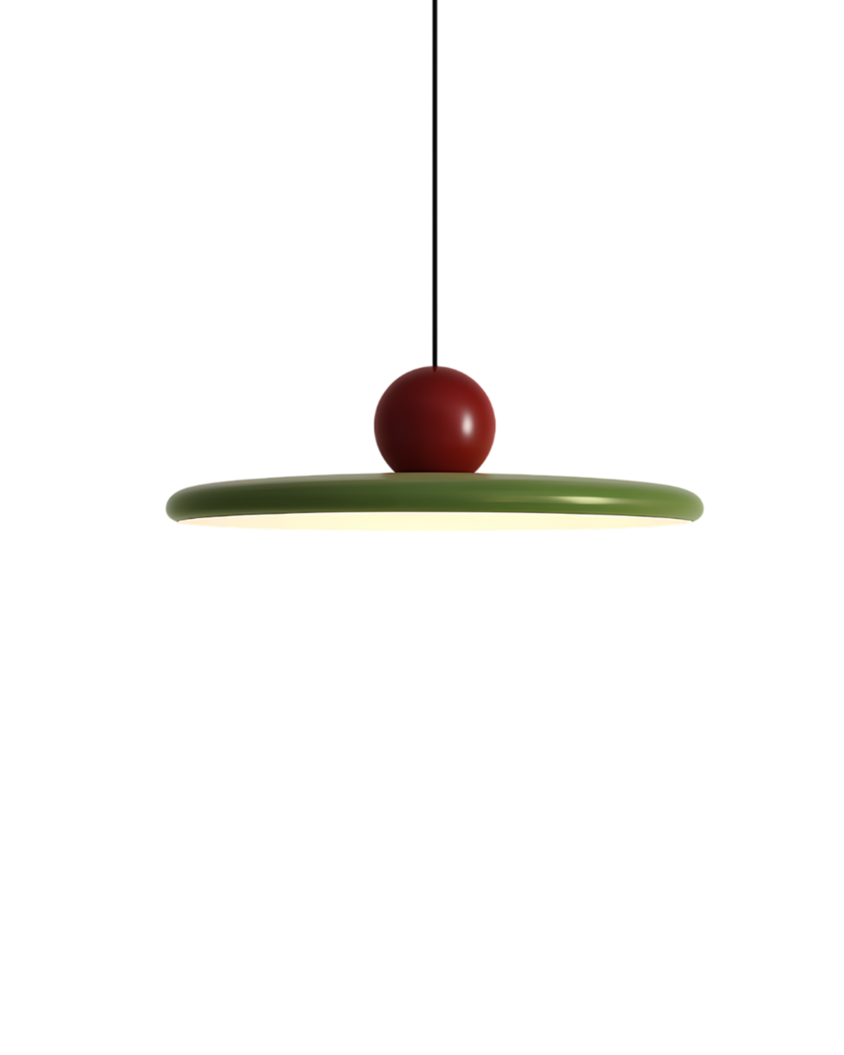 Suspension LED disque et sphère laquée, style Bauhaus