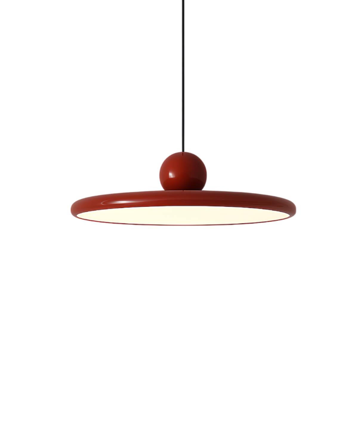 Suspension LED disque et sphère laquée, style Bauhaus