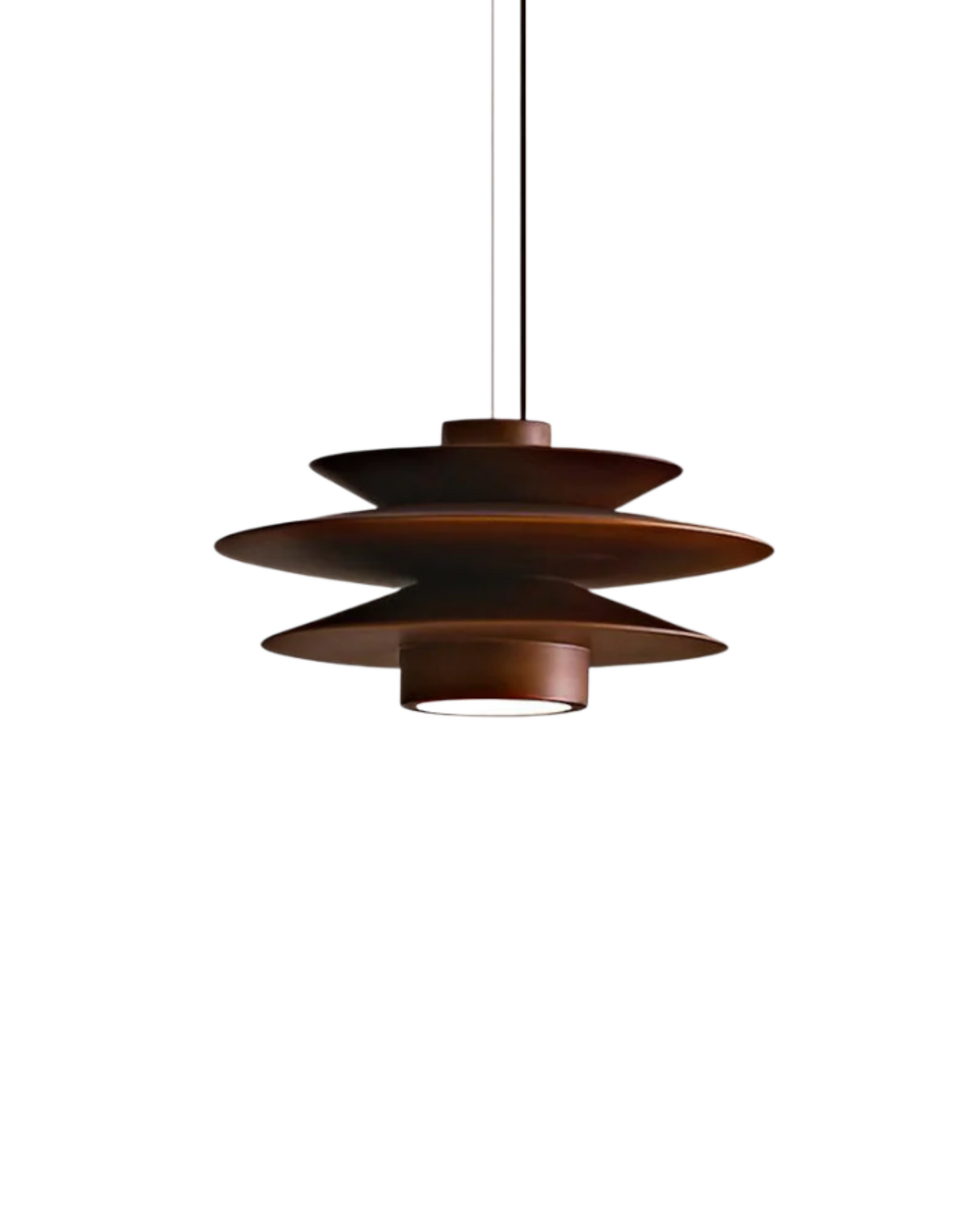 Suspension étagée en bois d'hévéa, finition noyer