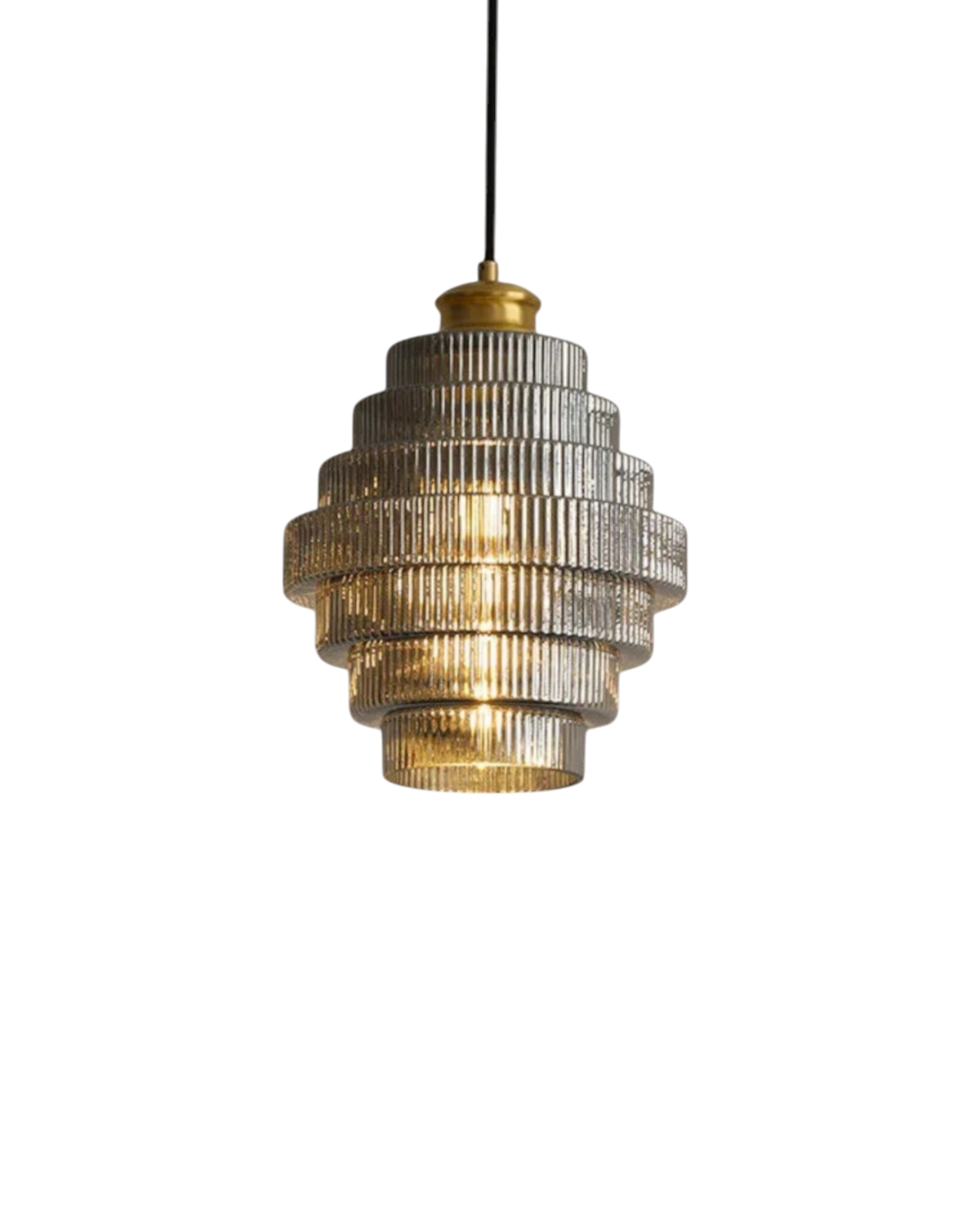 Suspension à panneaux de verre étagés, touche dorée