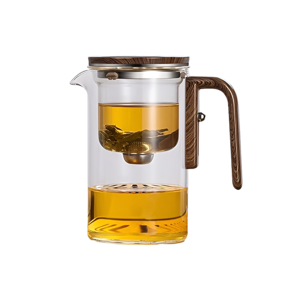 Glass Teapot with Magnetic Filter and Wooden Handle