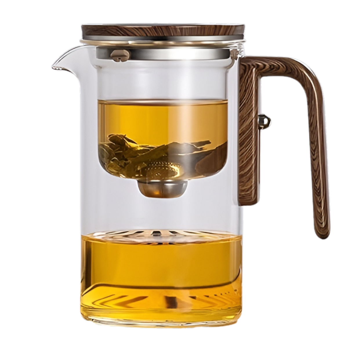 Glass Teapot with Magnetic Filter and Wooden Handle
